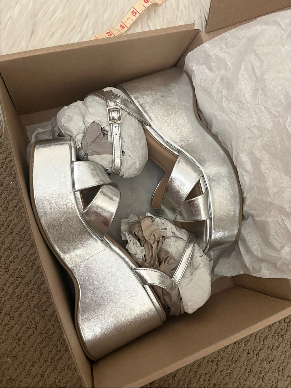 Chariot & Co Daystar Silver Metallic Y2k Style Platform Strappy Sandals